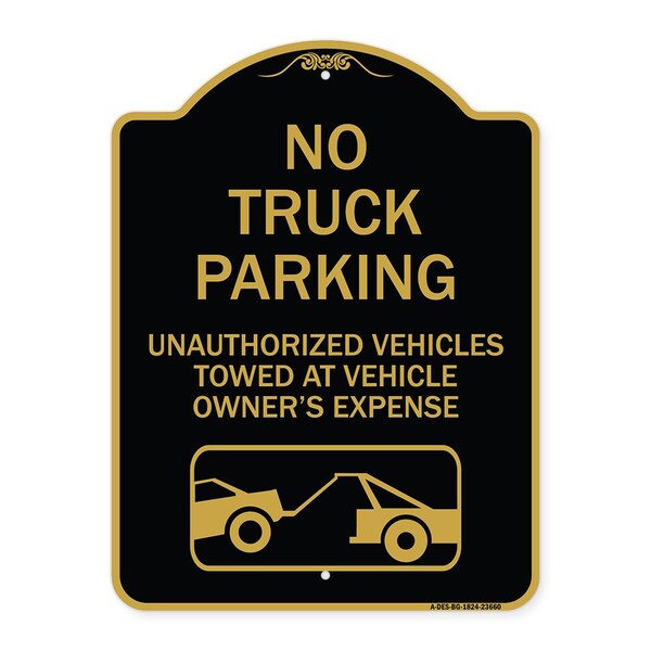 Signmission No Parking No Truck Parking Unauthorized Vehicles Towed at Vehicle Owners Expense W, BG-1824-23660 A-DES-BG-1824-23660 - main